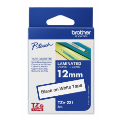 12MM BLACK ON WHITE TAPE