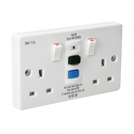 RCD TWIN SOCKET WHITE