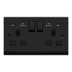 13A INGOT TWIN SOCKET USB BLK