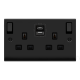 13A INGOT TWIN SOCKET USB+C BLK