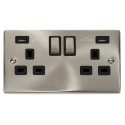 13A INGOT TWIN SOCKET USB BLK
