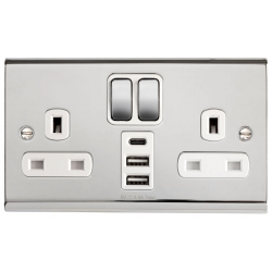 13A 2G SP SWITCHED SOCKET 3XUSB
