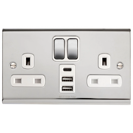 13A 2G SP SWITCHED SOCKET 3XUSB