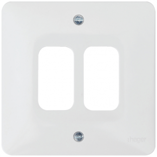2 GANG WHITE MOULDED GRID PLATE