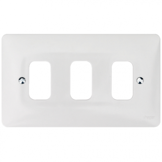 3 GANG WHITE MOULDED GRID PLATE