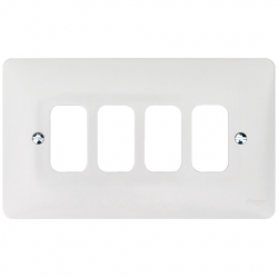 4 GANG WHITE MOULDED GRID PLATE