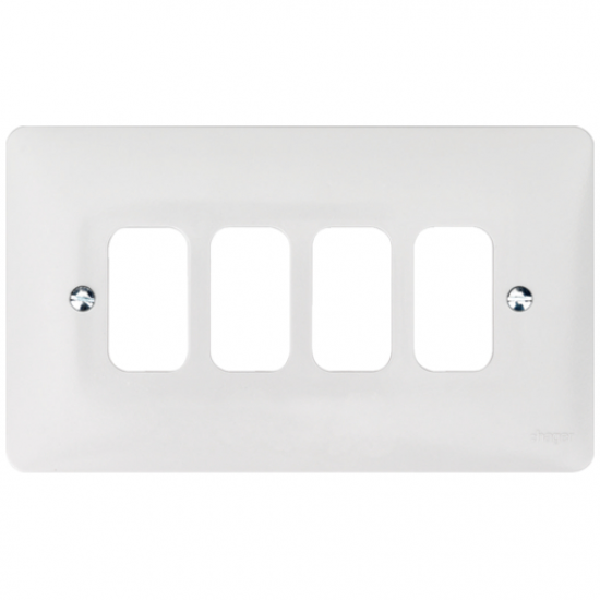 4 GANG WHITE MOULDED GRID PLATE