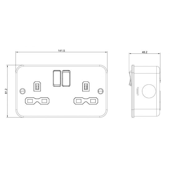 METAL CLAD TWIN SOCKET