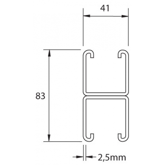 41X41 2.5MM BACK TO BACK STRUT SLOTTED